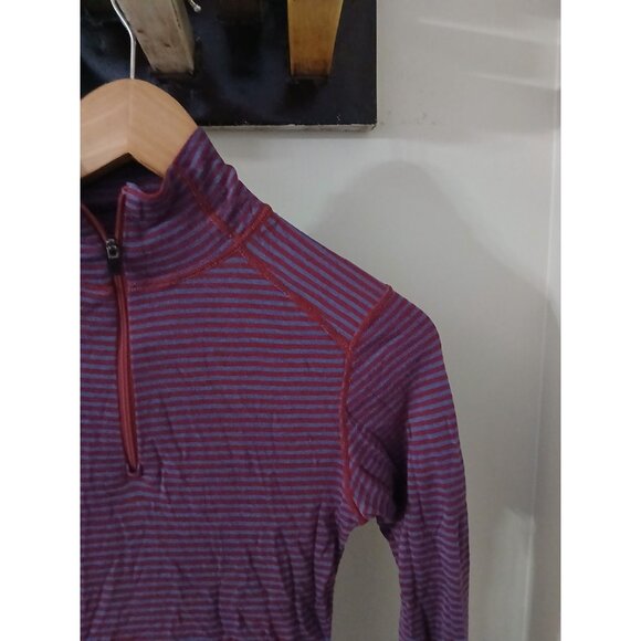 Ibex Woolies 150 Quarter Zip 100% Merino Wool Base Layer Top Size Medium Stripe - Picture 3 of 9